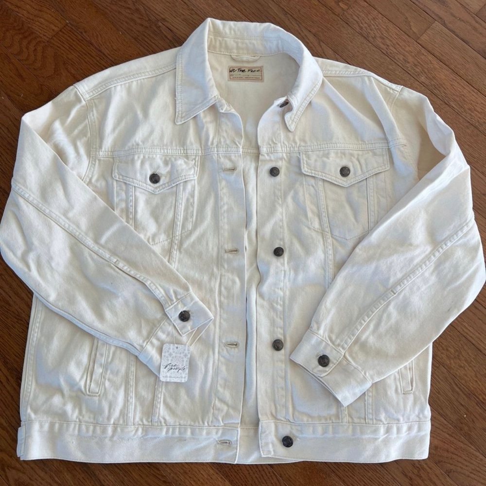 Free People cream denim jacket